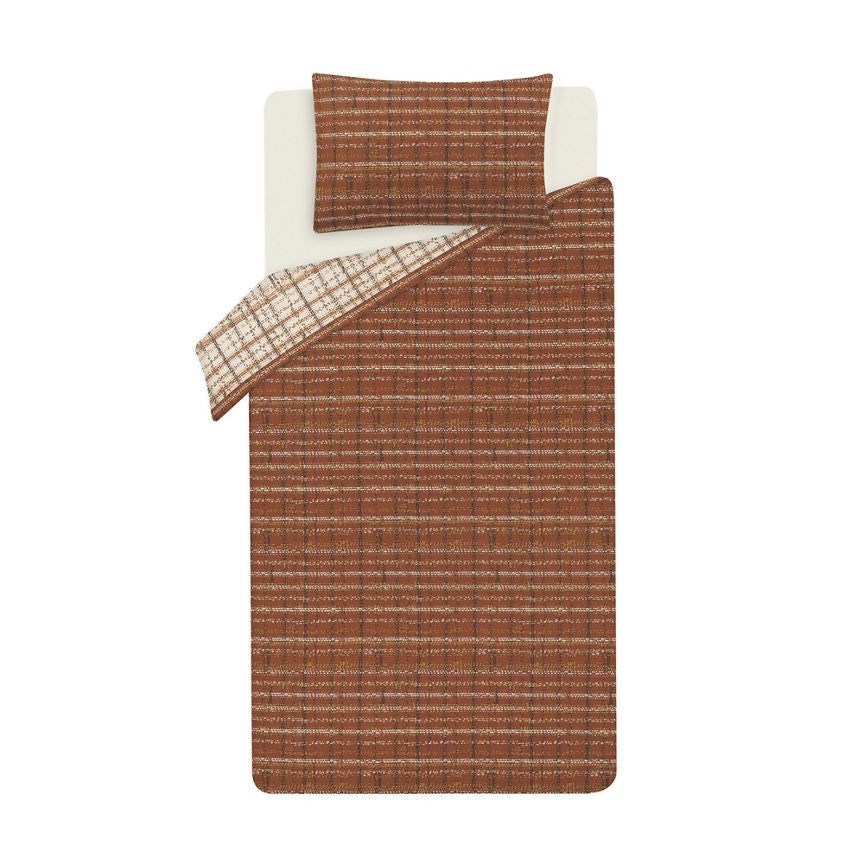 George Home Orange Boucle Check Duvet Set - Single General Household ASDA   