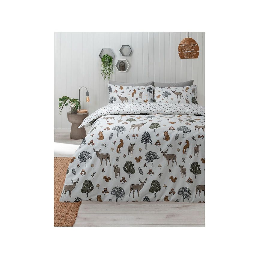 George Home Watercolour Woodland Brushed Duvet Set - Single