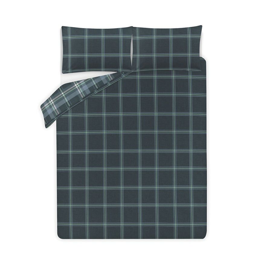 George Home Serenity Dark Check Duvet Set - Double General Household ASDA   