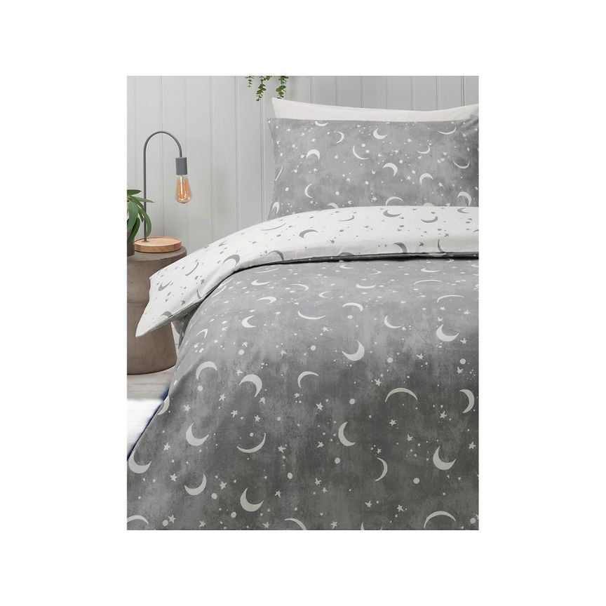 George Home Grey Brushed Stars & Moons Duvet Set - Single