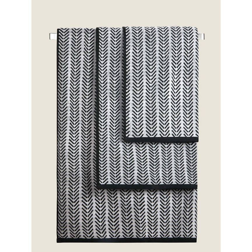 George Home Black Herringbone Bath Sheet