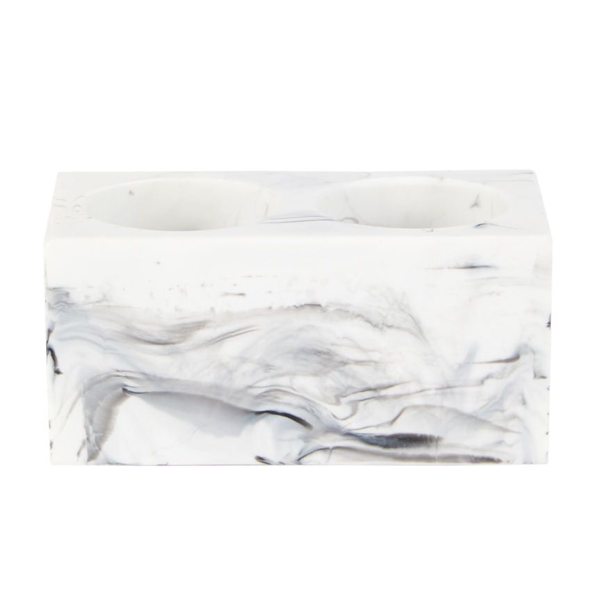 George Home White Marble Effect Toothbrush Holder