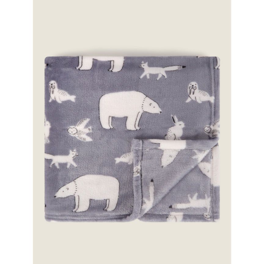 George Home Grey Arctic Animal Super Soft Throw