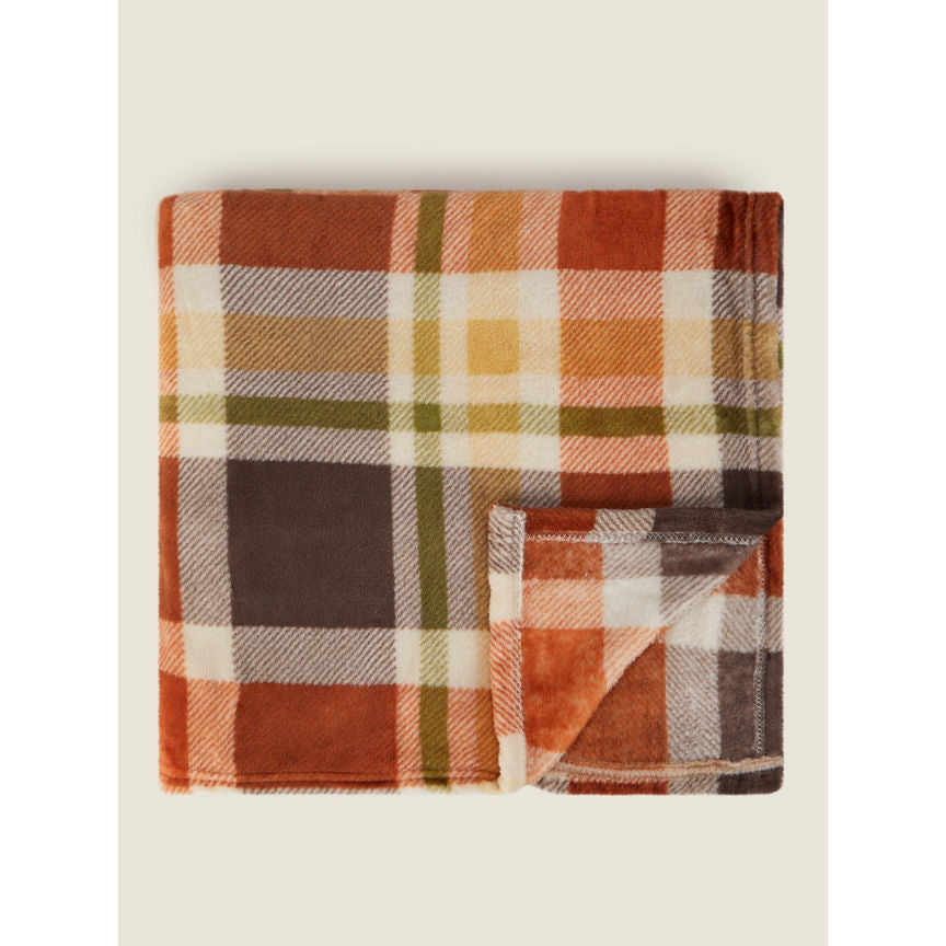 George Home Orange Check Super Soft Throw General Household ASDA   