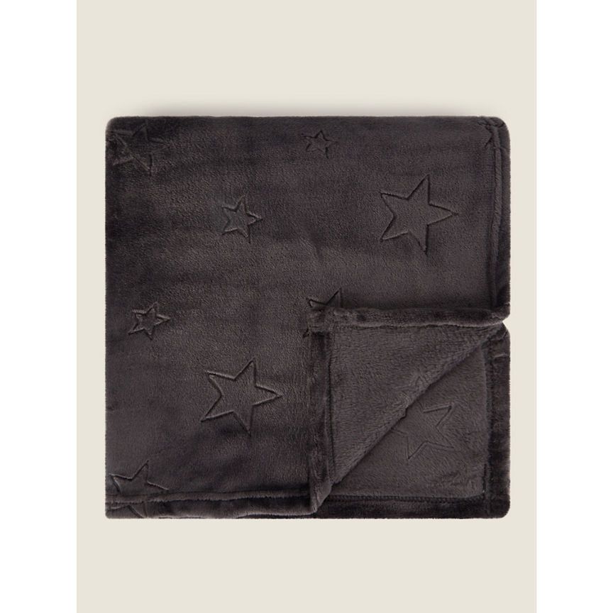 George Home Grey Embossed Star Super Soft Throw