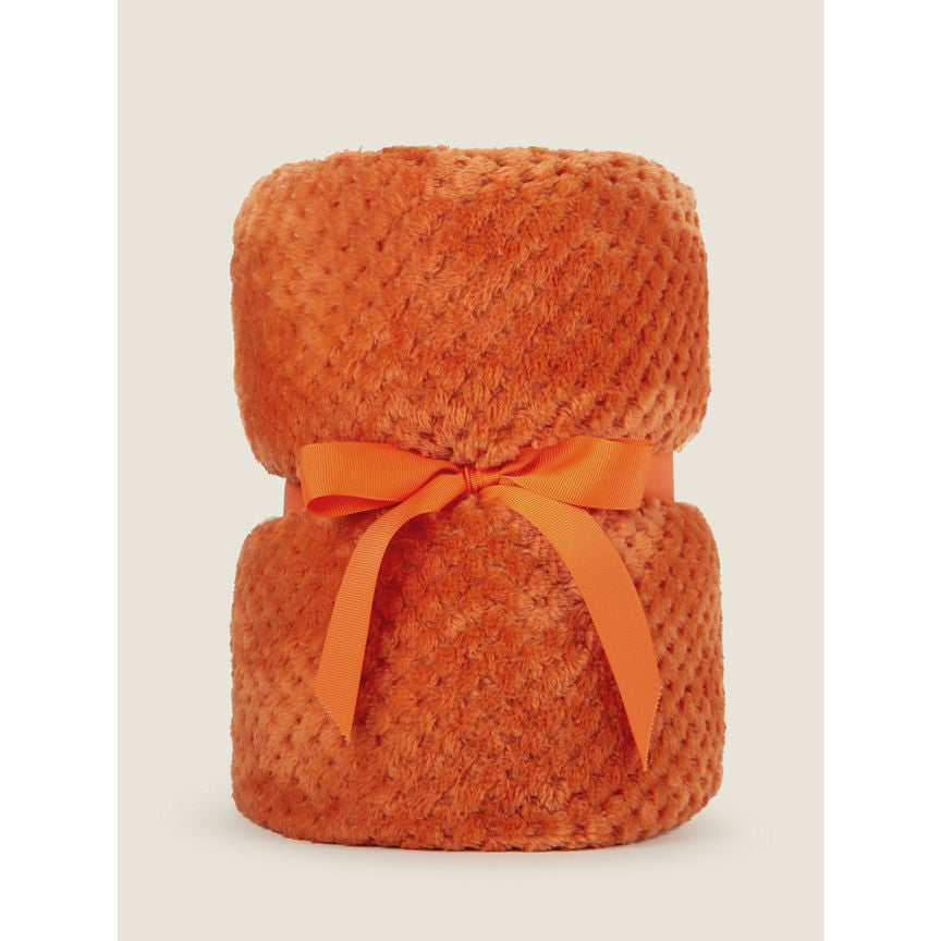 George Home Orange Waffle Super Soft Throw General Household ASDA   