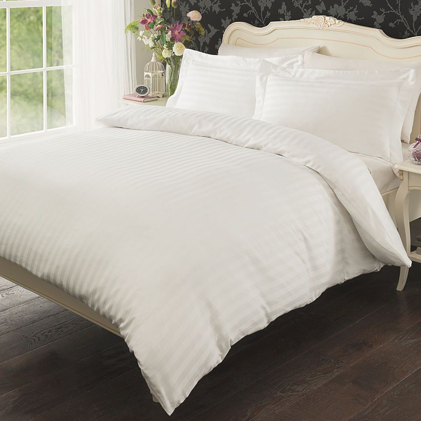 George Home 100% Cotton Sateen Stripe Duvet Set - King General Household ASDA   