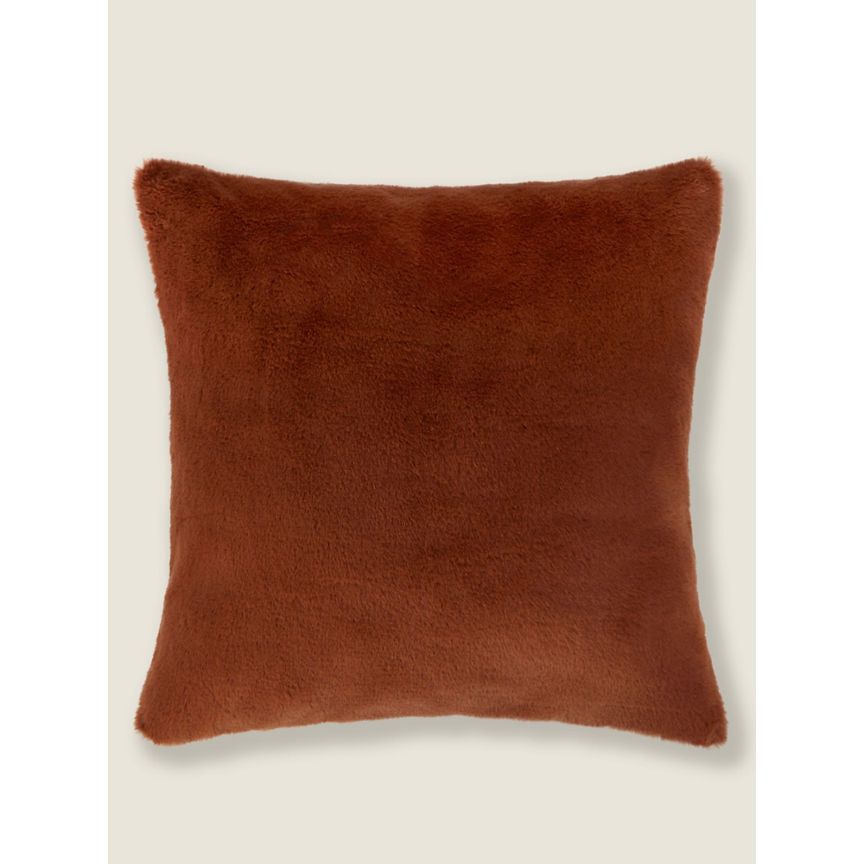 George Home Brown Plain Faux Fur Cushion Cover General Household ASDA   