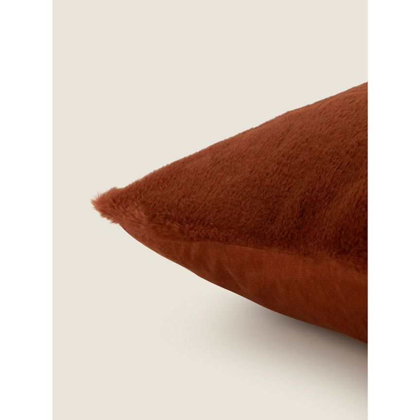 George Home Brown Plain Faux Fur Cushion Cover