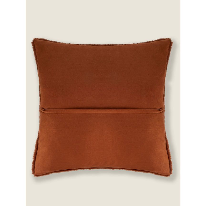 George Home Brown Plain Faux Fur Cushion Cover General Household ASDA   