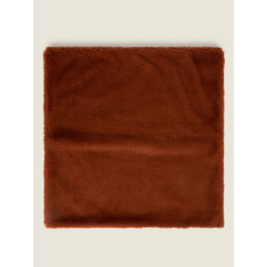 George Home Brown Plain Faux Fur Cushion Cover General Household ASDA   