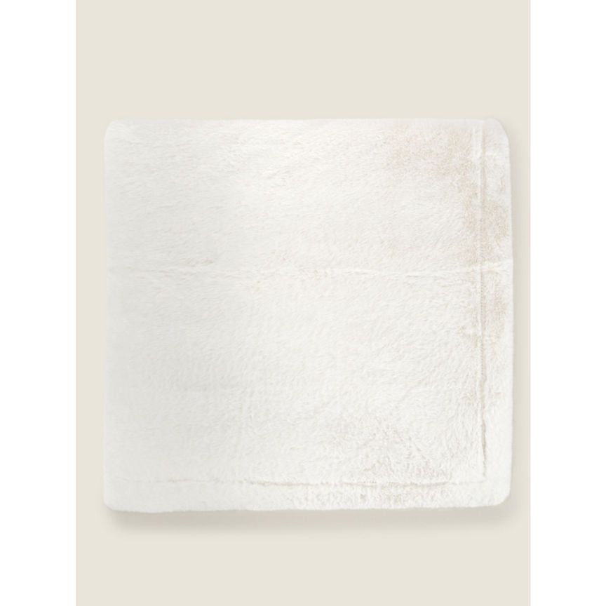 George Home Cream Plain Faux Fur Blanket