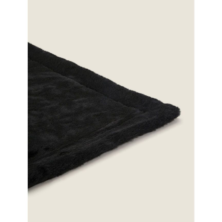 George Home Black Plain Faux Fur Blanket