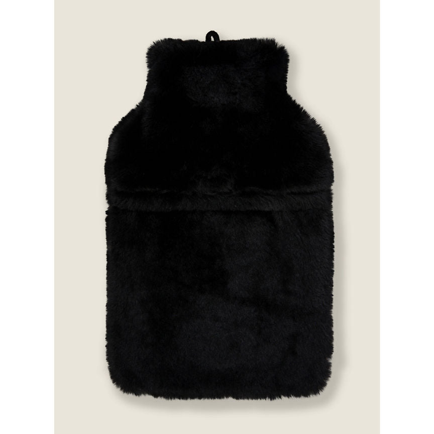 George Home Black Faux Fur Hot Water Bottle General Household ASDA   