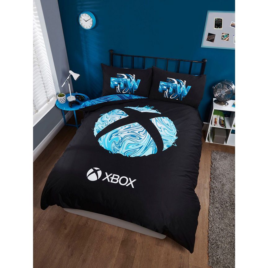 George Home XBOX Marbleised Blue Duvet Set General Household ASDA   