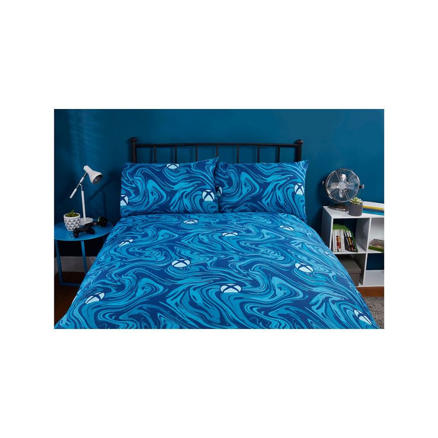 George Home XBOX Marbleised Blue Duvet Set General Household ASDA   