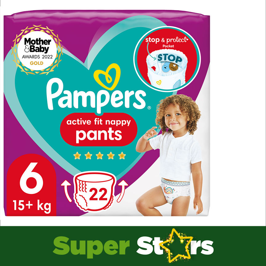 Pampers Active Fit Nappy Pants Size 6 Essential Pack