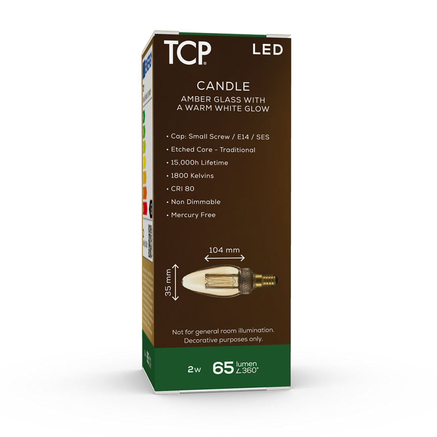 TCP Vintage LED Candle SES Amber Lightbulb