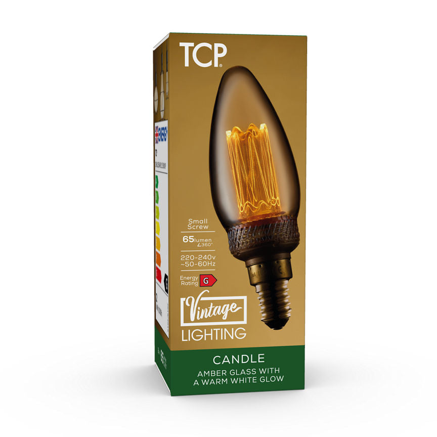 TCP Vintage LED Candle SES Amber Lightbulb