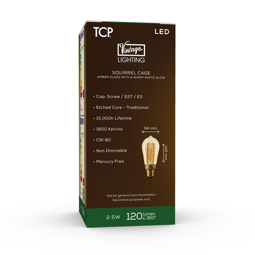 TCP Vintage LED ST64 ES Amber Lightbulb