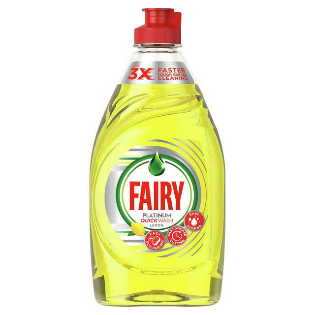 Fairy Platinum Quickwash Washing Up Liquid Lemon 340ml