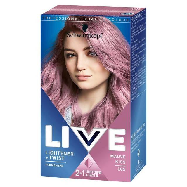 Schwarzkopf Live Lightener & Twist Premanent Pastel Hair Dye Mauve Kiss 105