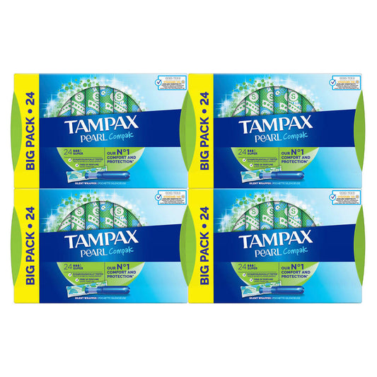 Tampax Compak Pearl Super, 4 x 24 Pack Feminine Hygiene Costco UK   