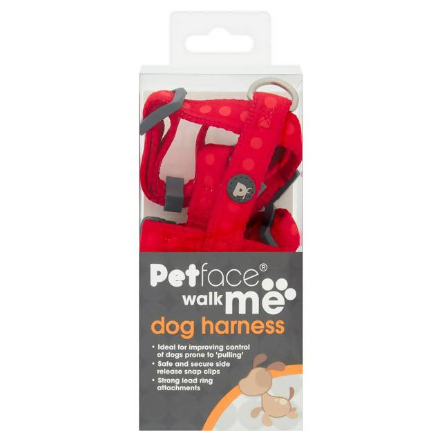 Petface Walk Me Red Tonal Dots Dog Harness Small