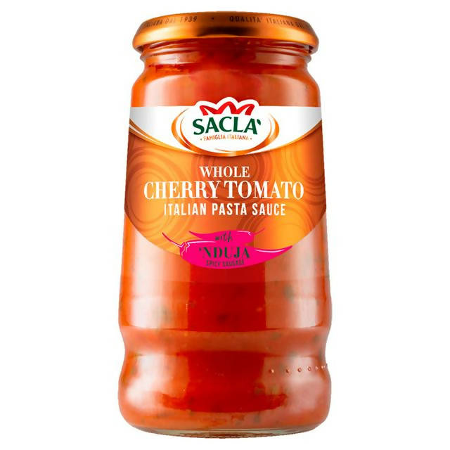 Sacla' Whole Cherry Tomato Italian Pasta Sauce with 'Nduja Spicy Sausage 350g