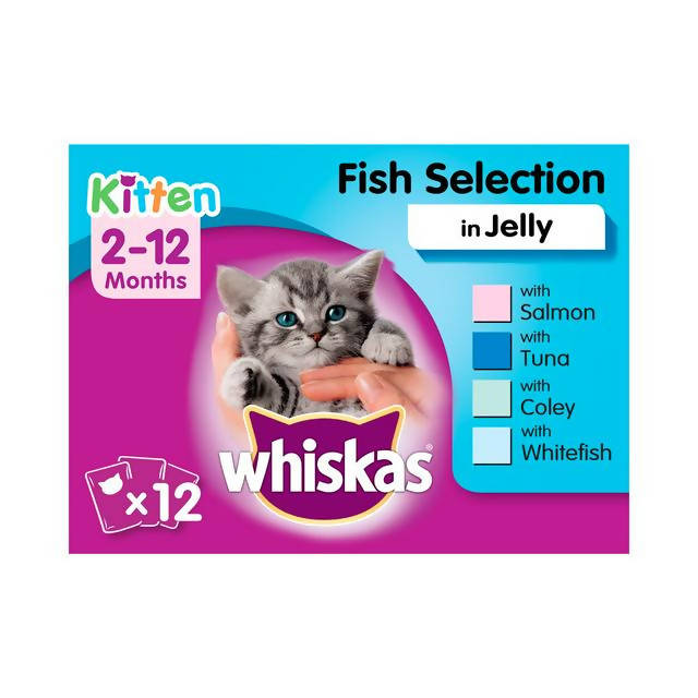 Whiskas Kitten Wet Cat Food Pouches Fish in Jelly 12 x 100g