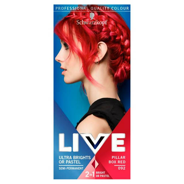 Schwarzkopf Live Ultra Brights or Pastel Semi-Permanent Hair Dye, Pillar Box Red 092 Auburn Sainsburys   