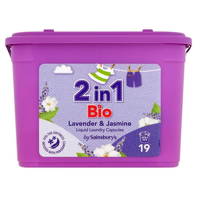 Sainsbury's 2 in 1 Bio Liquid Laundry Capsules Lavender & Jasmine x19