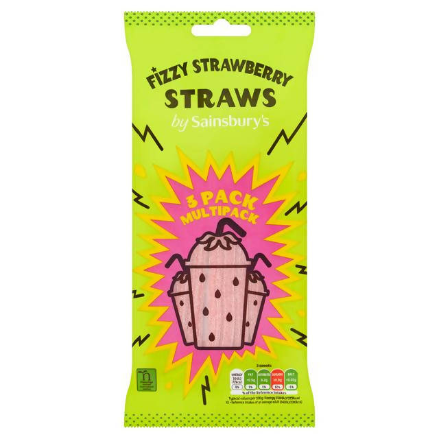 Sainsbury's Strawberry Straw Sweets 3x64g