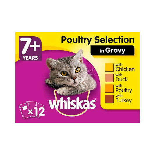 Whiskas Senior Wet Cat Food Pouches Poultry in Gravy 12 x 100g Cat Food & Accessories Sainsburys   