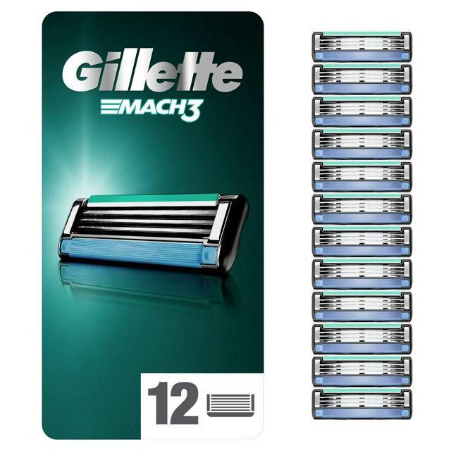 Gillette Mach 3 Men's Razor Blades x12 men's razors & blades Sainsburys   