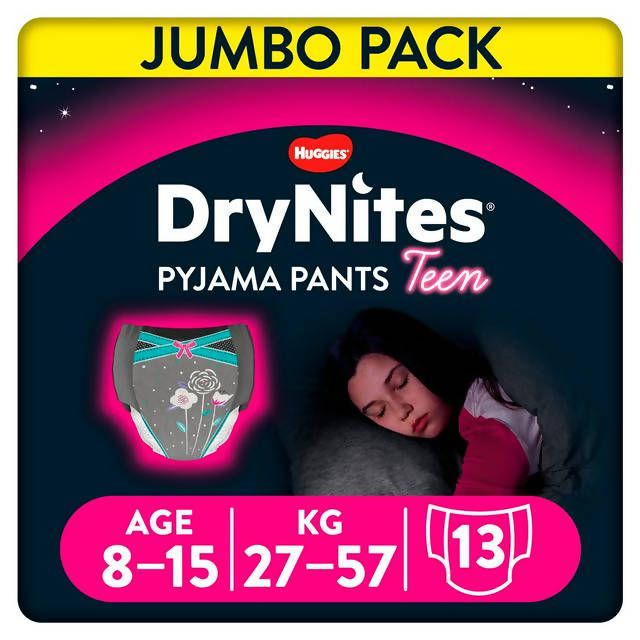 Huggies Drynites Pyjama Pants Teen 8-15 Age 27-57kg x13