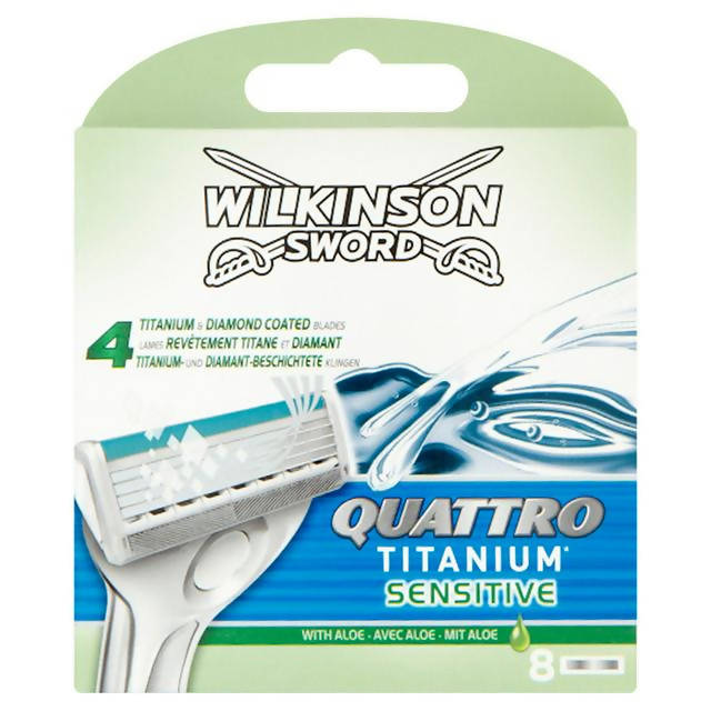 Wilkinson Sword Quattro Titanium Sensitive Men's Razor Blades x8