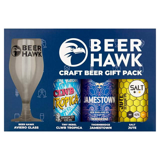 Beer Hawk Craft Beer Gift Pack 3 Craft Beers & Tasting Glass Beer & Cider Sainsburys   