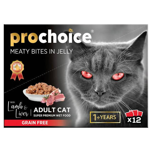 Prochoice Wet Cat Food with Lamb & Liver in Jelly for Adult Cats 12x85g Cat food bigger packs Sainsburys   
