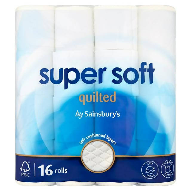 Sainsbury's Super Soft Toilet Tissue Quilted x16 Rolls - McGrocer