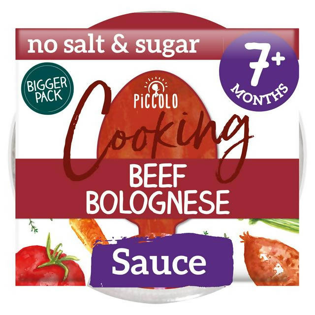 Piccolo Cooking Stir-In Pasta Sauce Beef Bolognese Textured 7+ Months 120g baby meals Sainsburys   