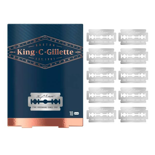 King C Gillette Double Edge Safety Razor Blades Refills x10 men's razors & blades Sainsburys   