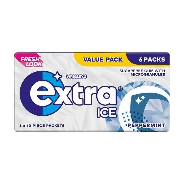 Extra Ice Peppermint Chewing Gum Sugar Free Multipack 6x10 Pieces