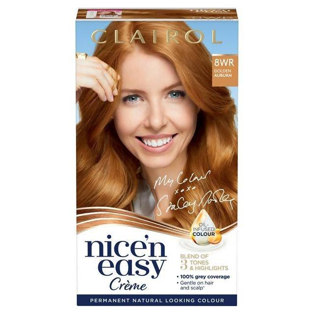 Clairol Nice'n Easy Crème Natural Looking Oil-Infused Permanent Hair Dye Golden Auburn 8WR Auburn Sainsburys   