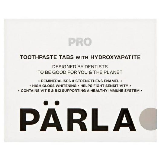 PÄRLA PRO High Gloss Whitening Sensitive Toothpaste Tabs for Remineralisation with Vit B12 62s toothpaste Sainsburys   