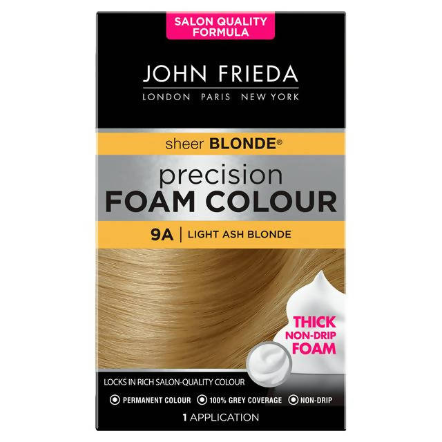 John Frieda Precision Foam Colour Sheer Blonde Hair Dye Light Ash Blonde 9A Blonde Sainsburys   