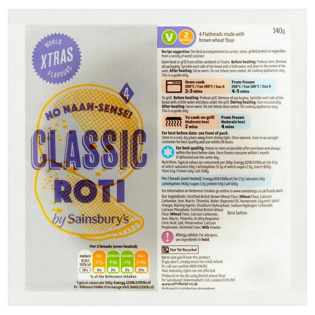 Sainsbury's Plain Roti 140g