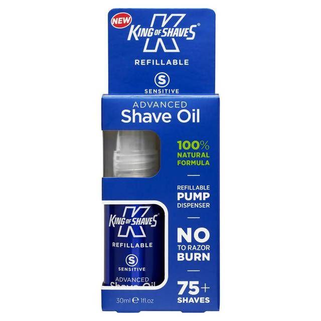 King of Shaves Refillable Sensitive Advanced Shave Oil 30ml skincare Sainsburys   