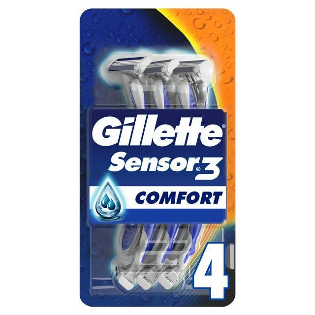 Gillette Sensor 3 Disposable Razors x4 men's razors & blades Sainsburys   