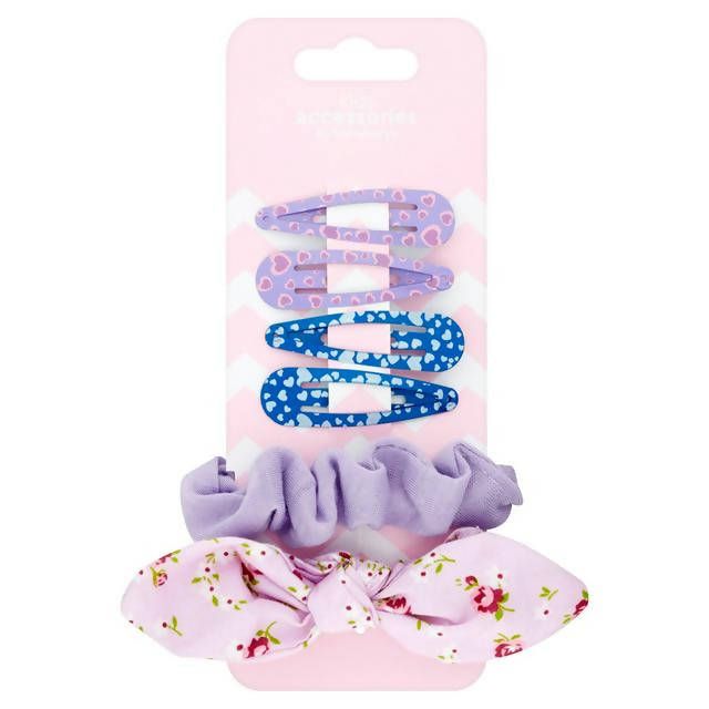 Sainsbury's Kids Accessories 4 Snap Clips + 2 Scrunchies PERSONAL CARE Sainsburys   